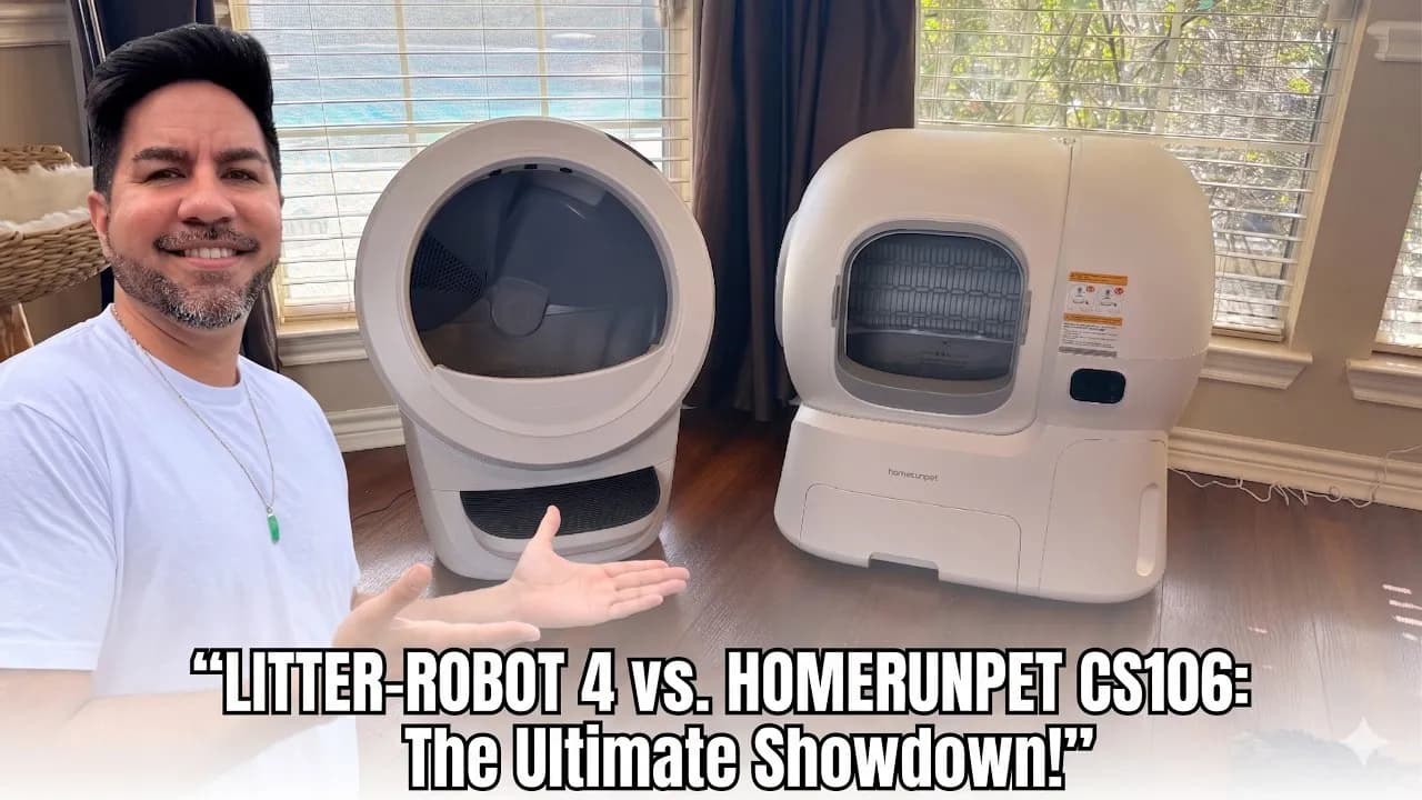 The Litter-Robot 4 and the HomeRun Pet CS106 side by side