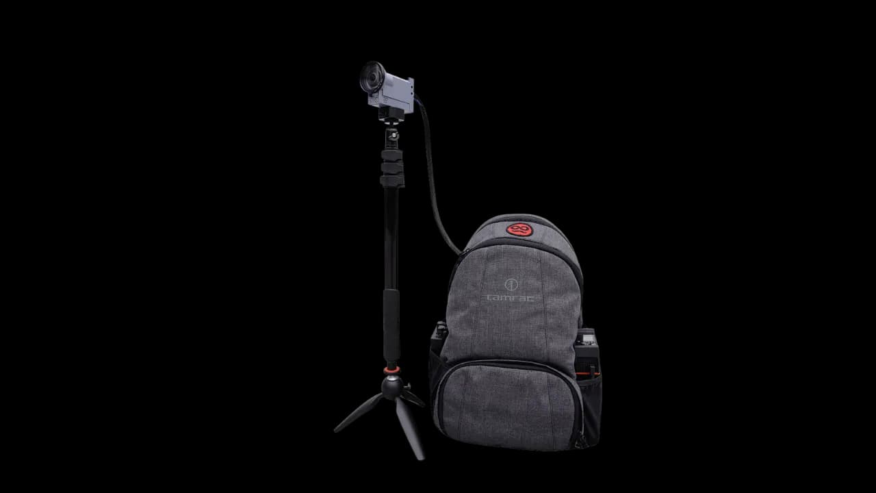A pre-built IRL streaming backpack kit with a selfie stick